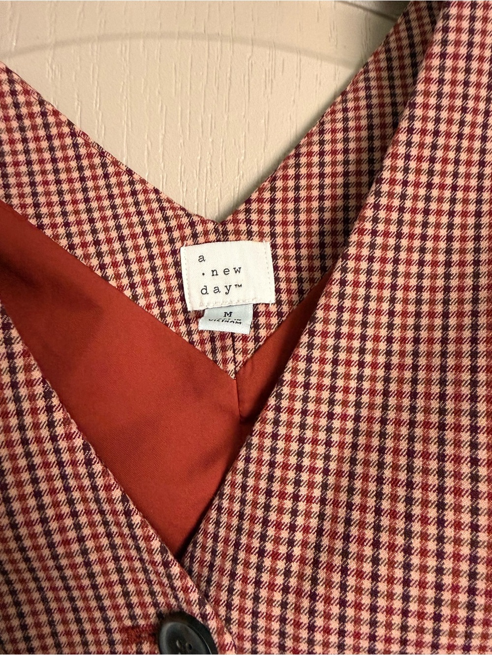 a new day Red Gingham Button-Front Tailored Vest - Picture 2 of 2